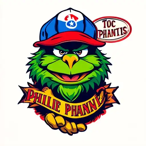 Phillie Phanatic Head Tattoo Holding