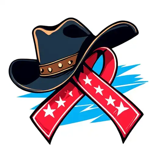 Colon Cancer Ribbon With A Cowboy Hat On Top
