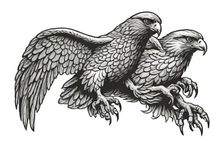 Falcon Holding A Fat Man In Its Claws That Ripped