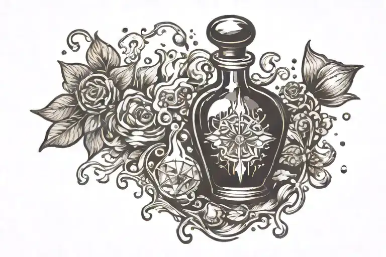 Potion Bottle With Crystals Being Dispersed
