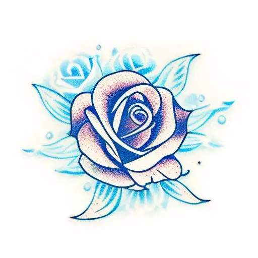 Blue Rose Field With Model Train