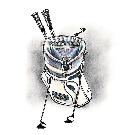 A Traditional-style Tattoo Of A Golf Bag Filled With Musical Instruments