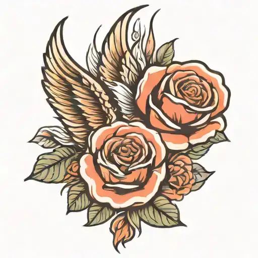 Rose And Angel Wing