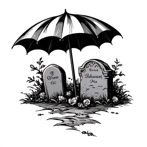 Umbrella And Grave Stone
