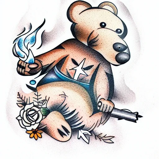 Bear Smoking In Woods