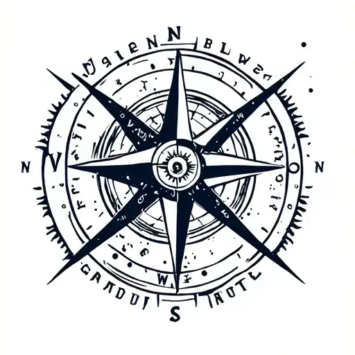 Antarctic Continent Outline With Compass Rose