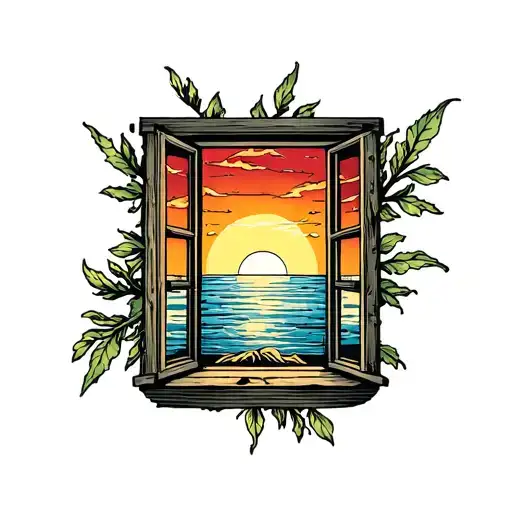 Sunset Coming Through A Window Looking