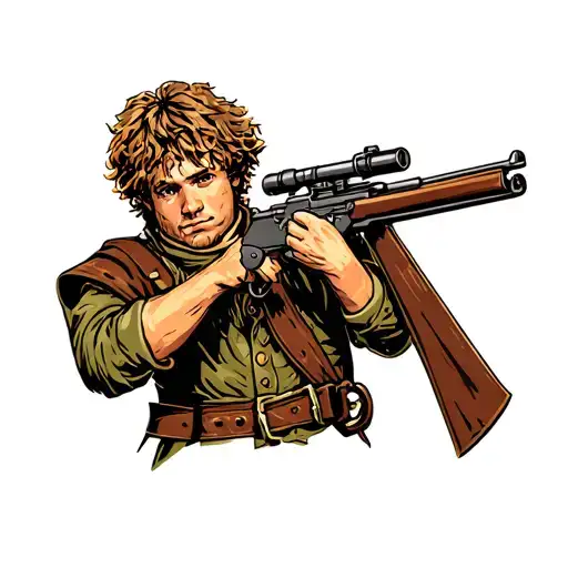 Samwise Gamgee Carrying A Belt-fed Machine Gun
