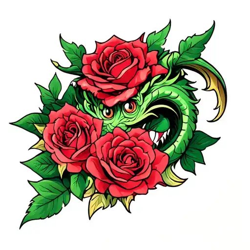 Roses And Luck Dragon