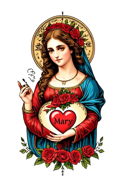 Name Mary With A Heart Smoky