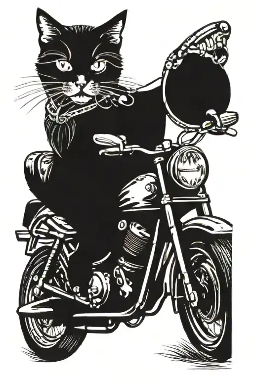 Cat And Motor Bike