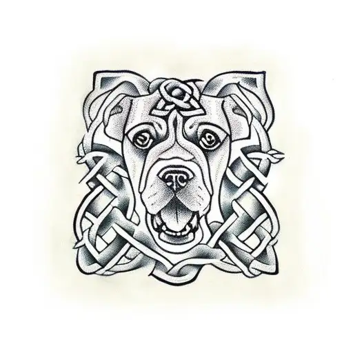 A Traditional Celtic Knotwork Design Incorporating Boxer Dog Faces