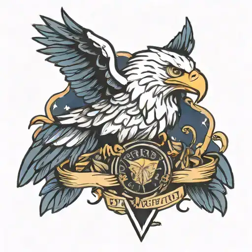 Eagle Chest Tattoo Design Featuring Navy Elements With Lightning