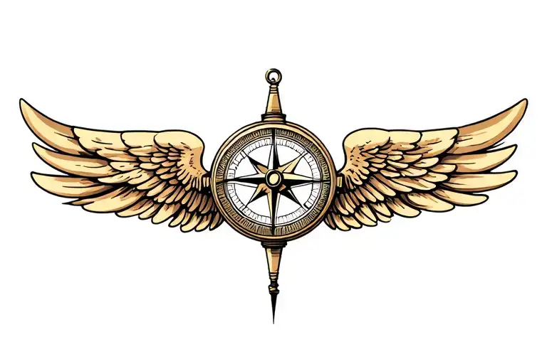 Compass Covered With Wings