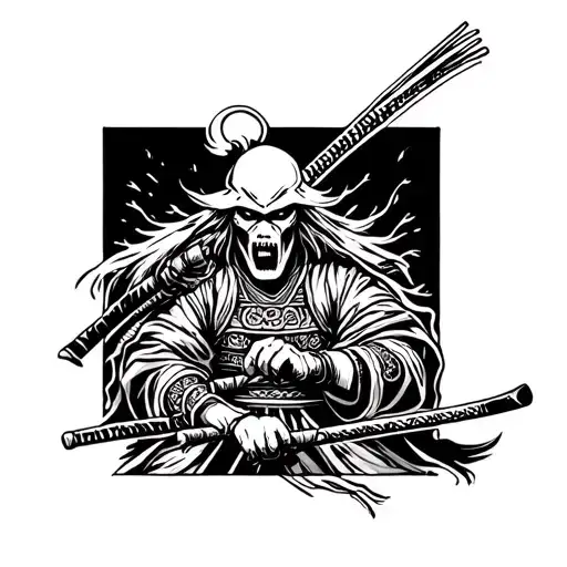 Ghost Samurai Warrior Wielding
