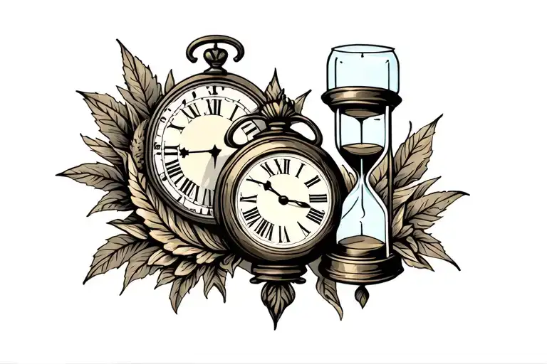 Clock And Hourglass