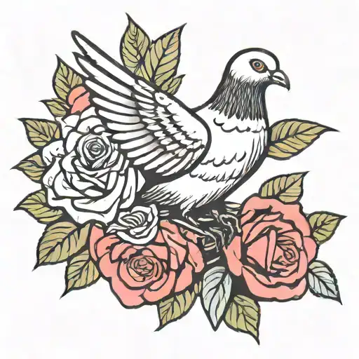 Pigeon Carrying Rose
