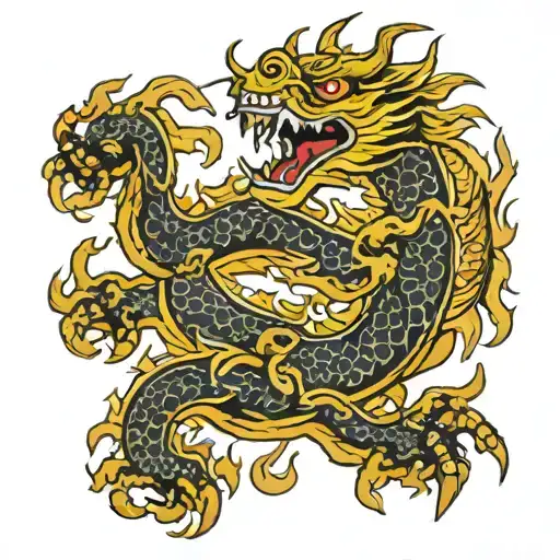 Chinese Dragon With Skulls