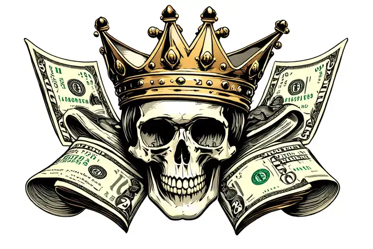 Skull With Crown Made Of Money