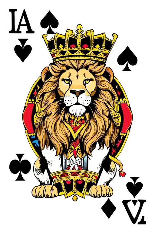 Leo Lion With King Of Diamonds Playing Card