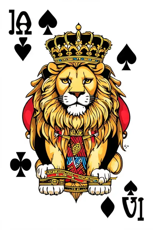 Leo Lion With King Of Diamonds Playing Card Surrounded