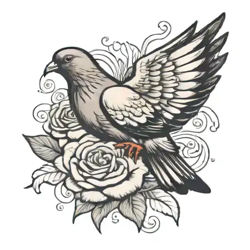 Pigeon Carrying Rose