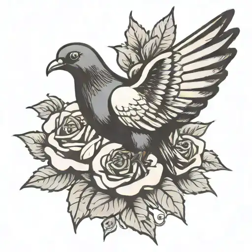 Pigeon Carrying Rose