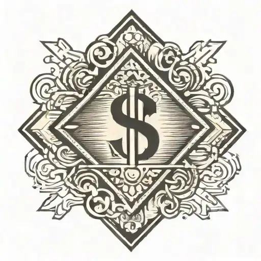 Us Dollar Sign Inside Rhombus Outline