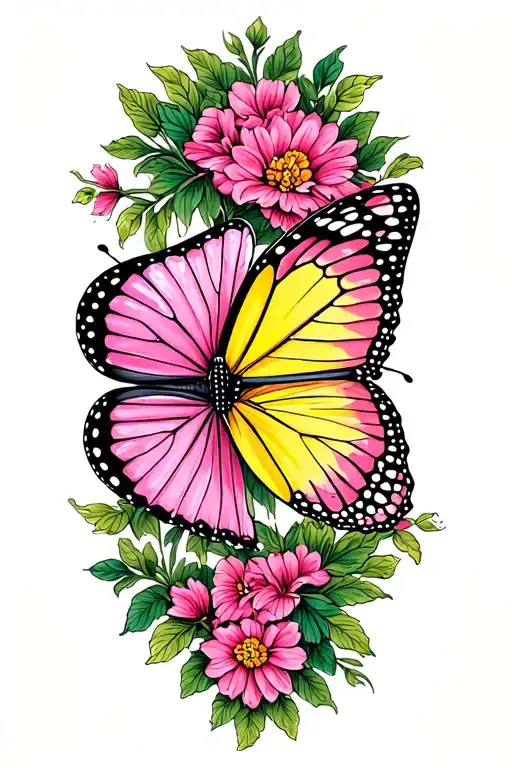 Pink And Yellow Butterfly
