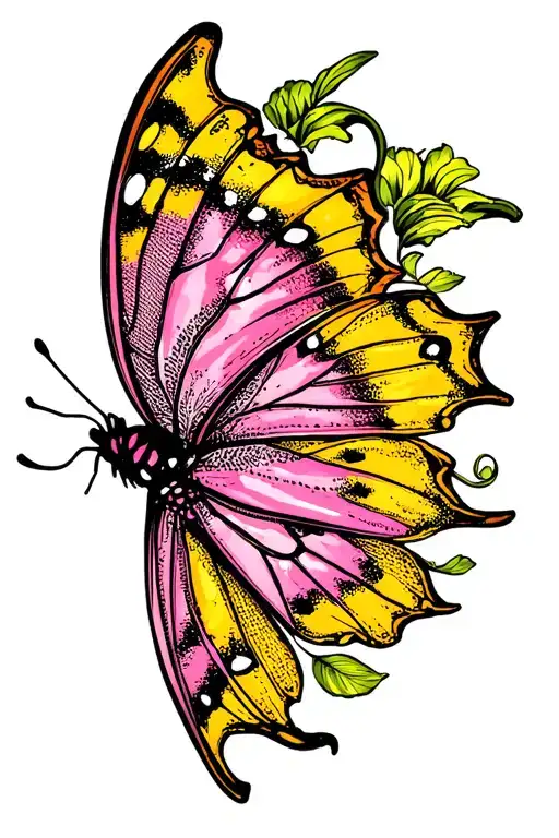 Pink And Yellow Butterfly