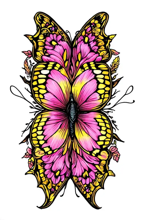 Pink And Yellow Butterfly