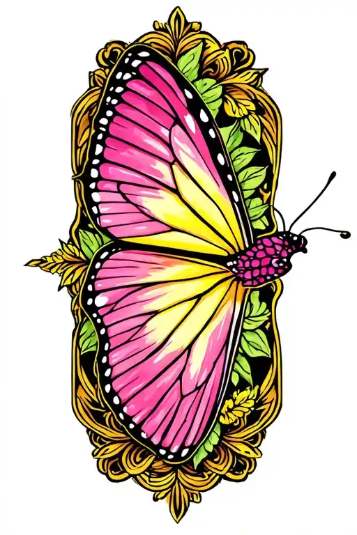 Pink And Yellow Butterfly