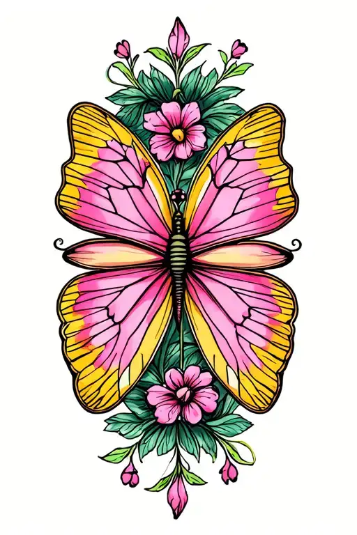 Pink And Yellow Butterfly