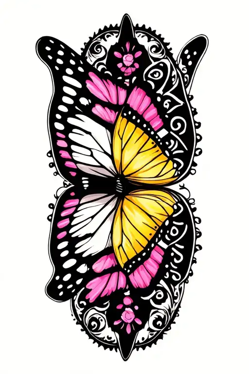 Pink And Yellow Butterfly