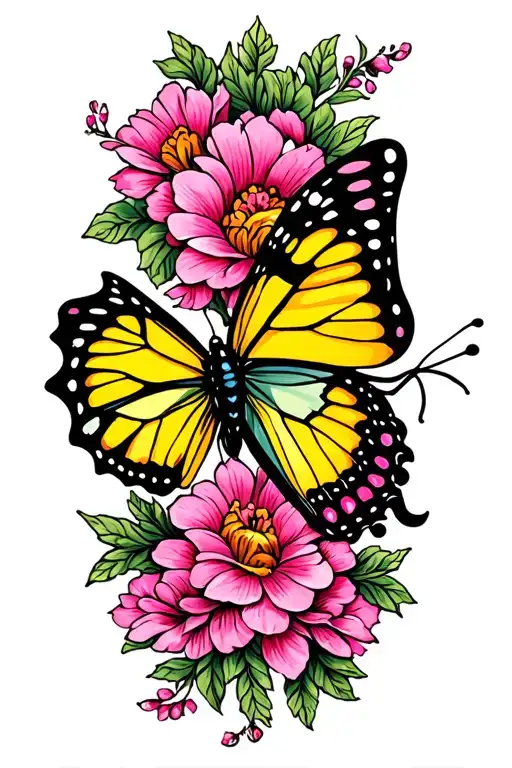 Pink And Yellow Butterfly