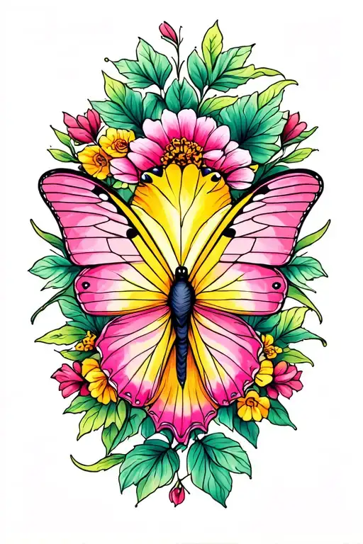 Pink And Yellow Butterfly
