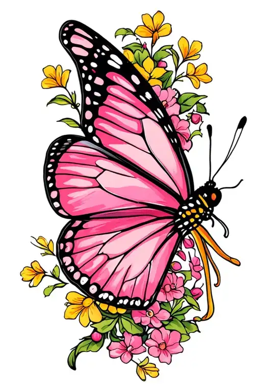 Pink And Yellow Butterfly