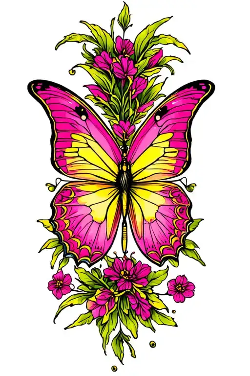 Pink And Yellow Butterfly