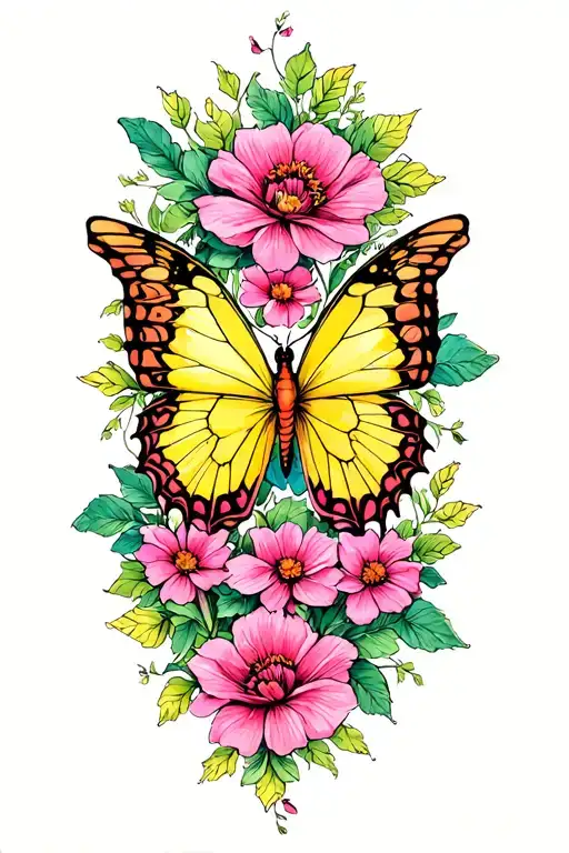 Pink And Yellow Butterfly