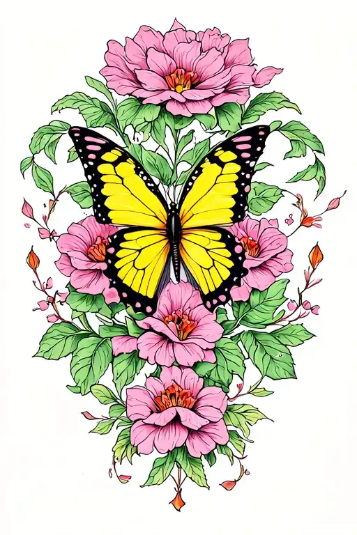 Pink And Yellow Butterfly