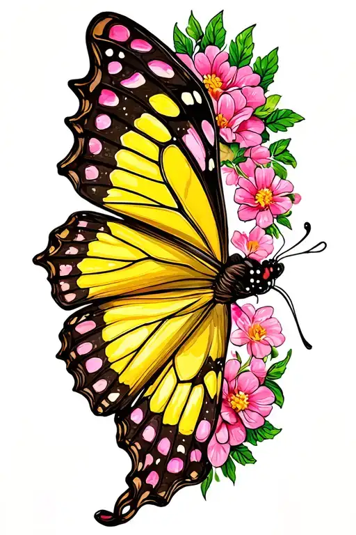 Pink And Yellow Butterfly