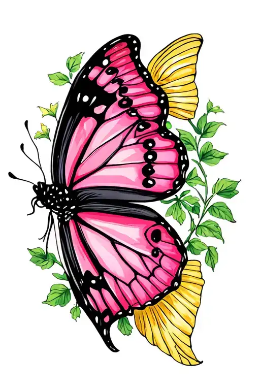 Pink And Yellow Butterfly
