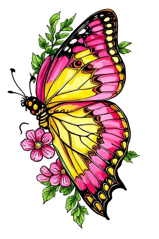 Pink And Yellow Butterfly