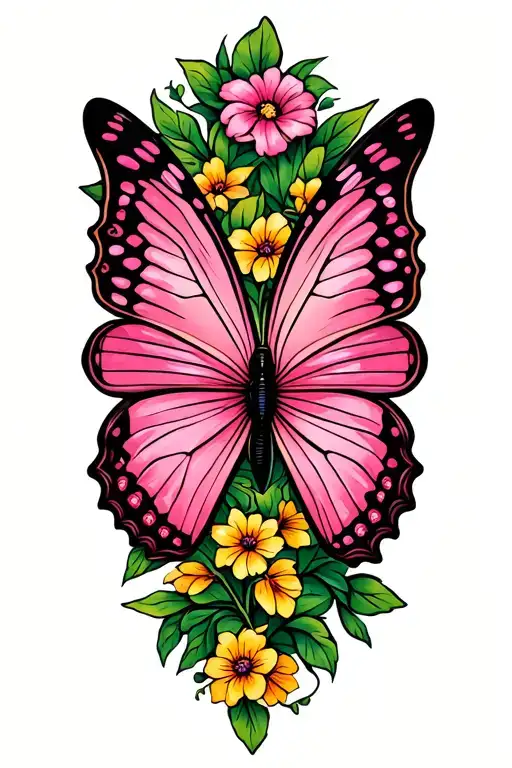 Pink And Yellow Butterfly