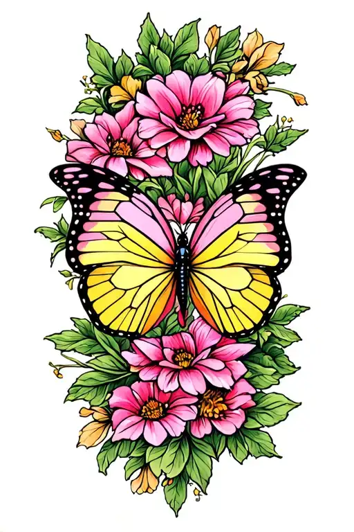 Pink And Yellow Butterfly