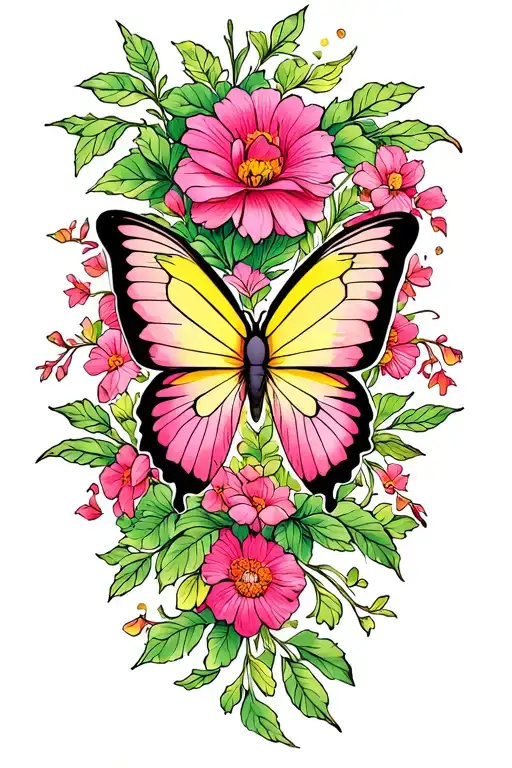 Pink And Yellow Butterfly