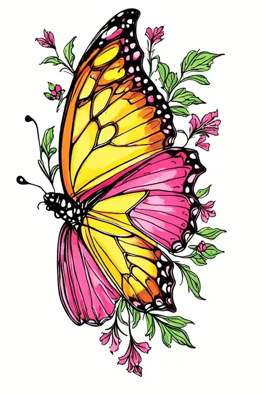 Pink And Yellow Butterfly