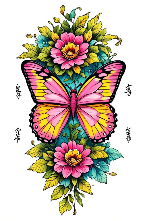 Pink And Yellow Butterfly