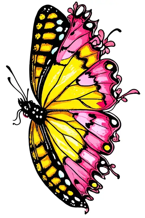 Pink And Yellow Butterfly