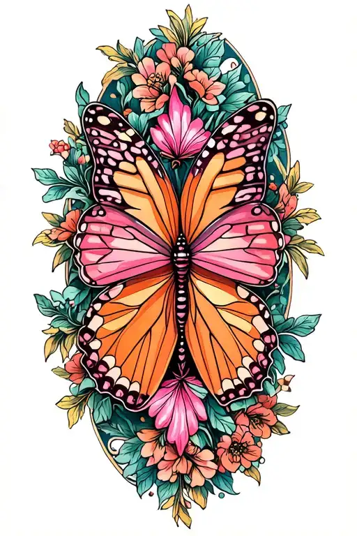 Pink And Orange Butterfly